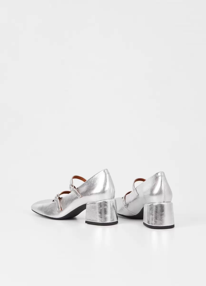 Vagabond Adison Zapatos De Tacón Mary Janes Plateado Cuero Metalizado Mujer Asegurar - 3