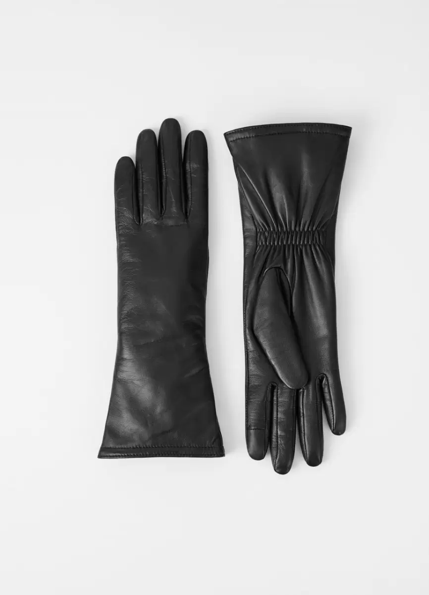Vagabond Mujer Negro Cuero Long Glove W Guantes Calidad - 1