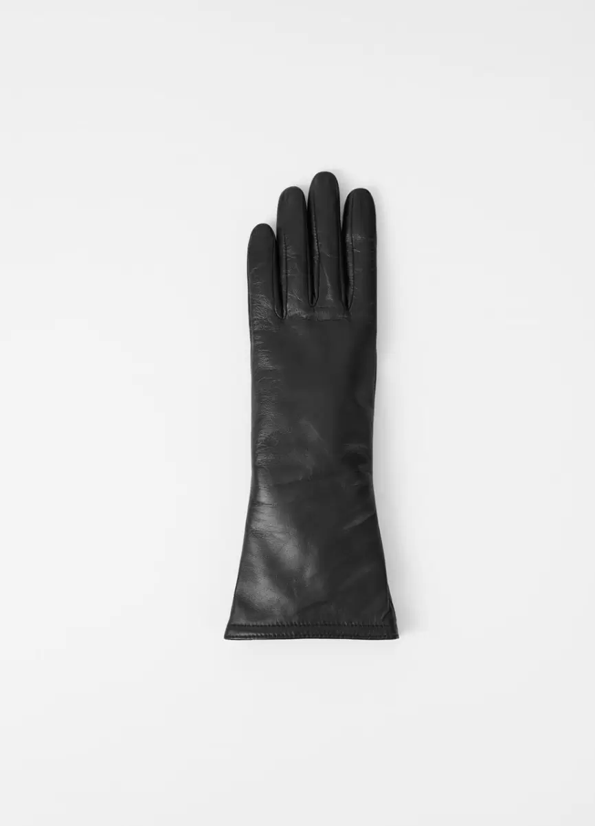 Vagabond Mujer Negro Cuero Long Glove W Guantes Calidad