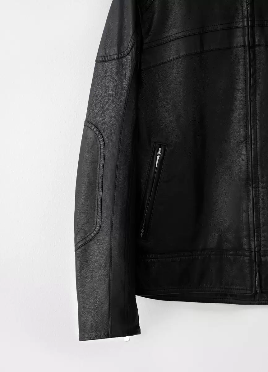 Exclusivo Negro Cuero Vagabond The Moto Jacket Mujer Moto Jacket - 3