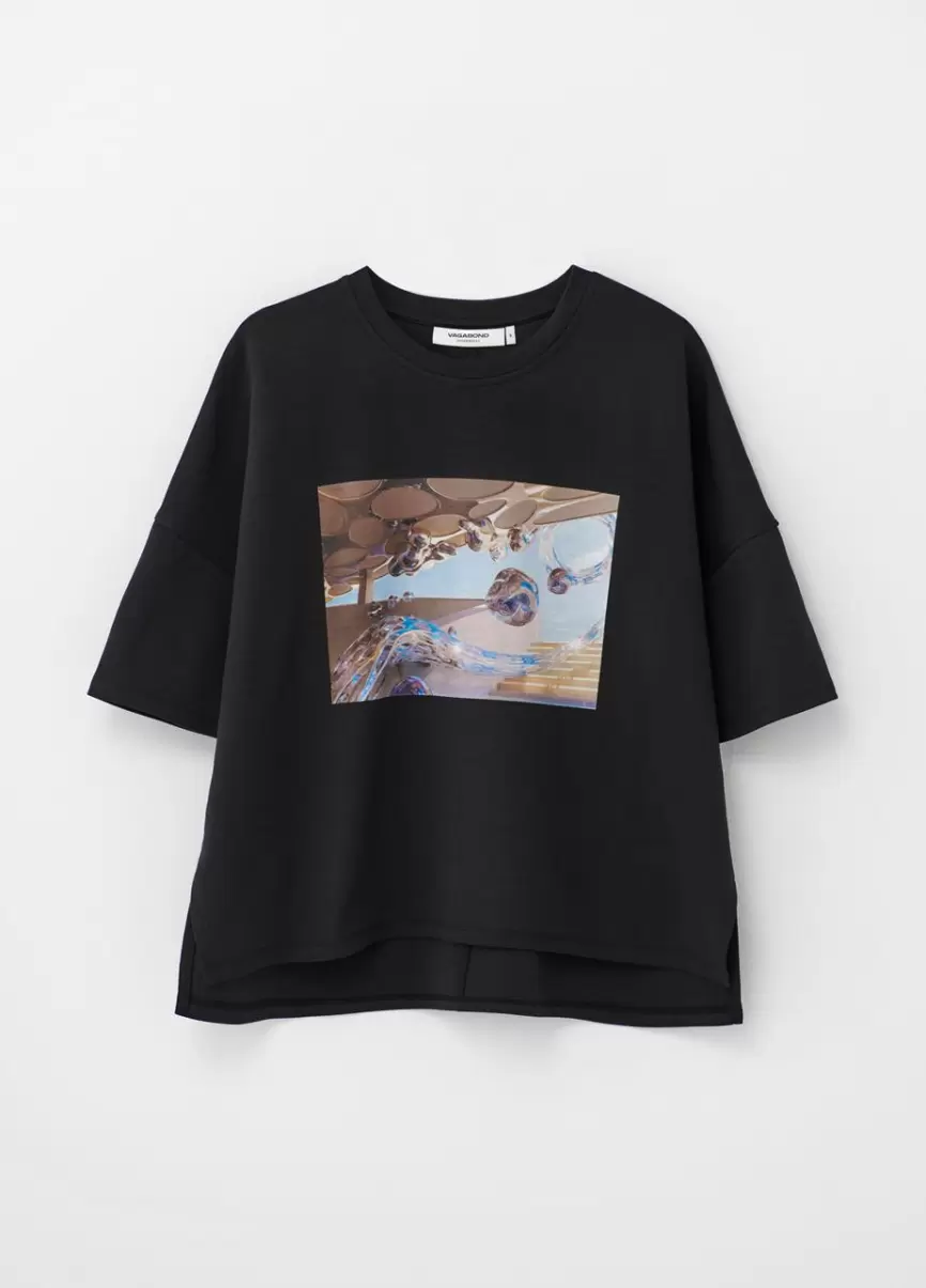 Mujer Venta Camisetas Vagabond Negro Textil Boxy T-Shirt X Micky Ho - 1
