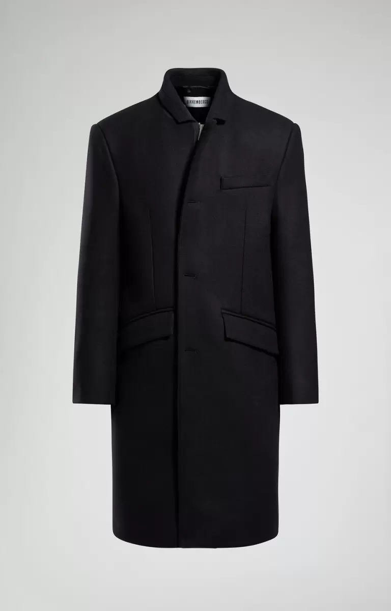 Hombre Men's Coat In Technical Wool Black Blazers Y Chaquetas Bikkembergs - 1