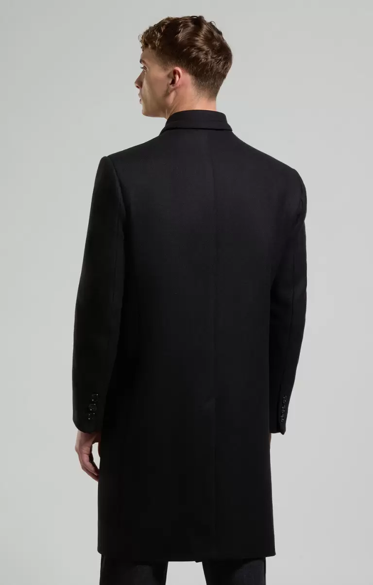 Hombre Men's Coat In Technical Wool Black Blazers Y Chaquetas Bikkembergs - 2