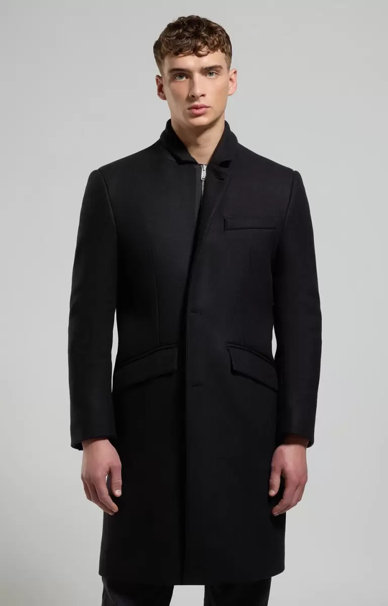 Hombre Men's Coat In Technical Wool Black Blazers Y Chaquetas Bikkembergs - 4