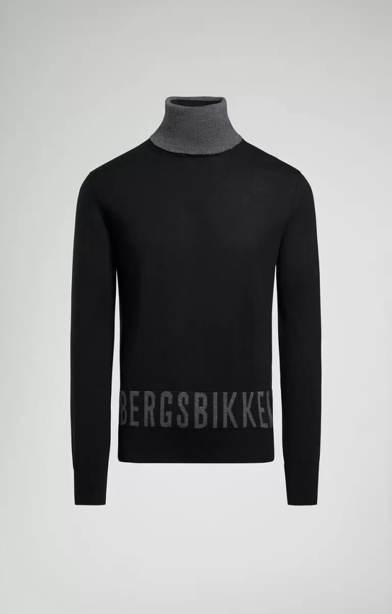 Men's Mock Neck Sweater Prendas De Punto Hombre Black Bikkembergs - 1