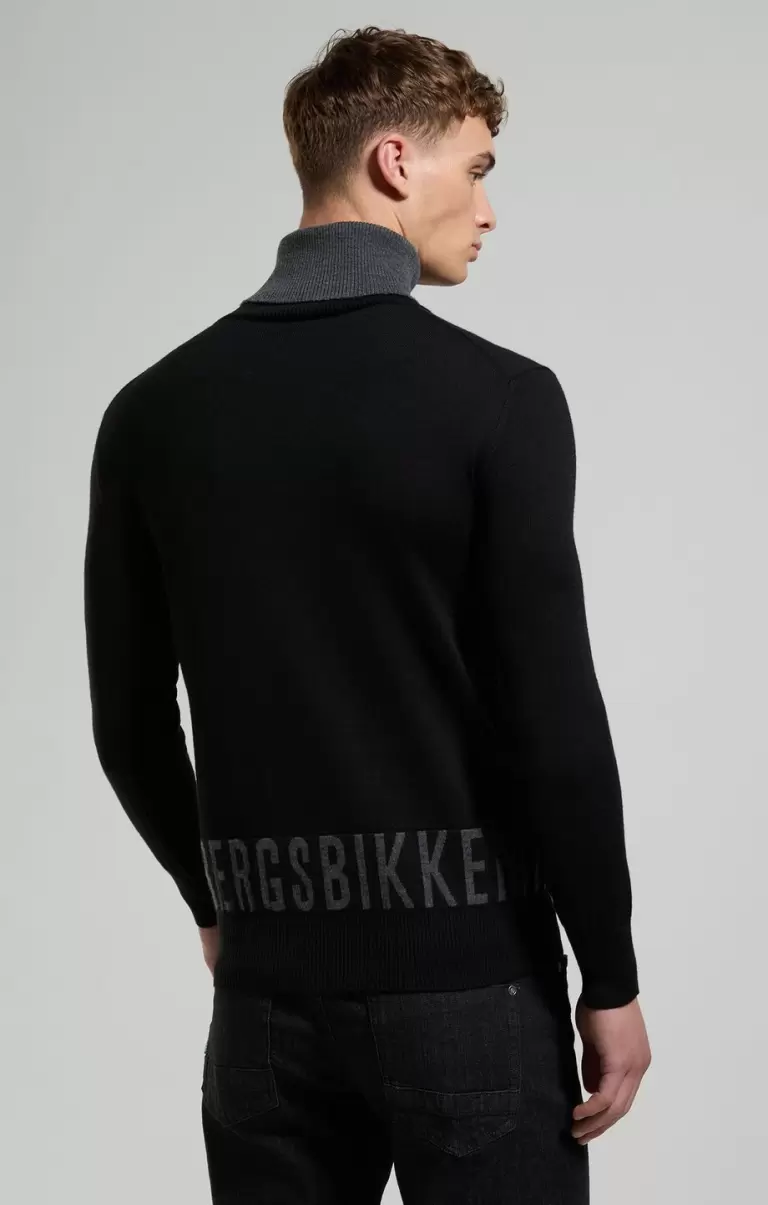 Men's Mock Neck Sweater Prendas De Punto Hombre Black Bikkembergs - 2