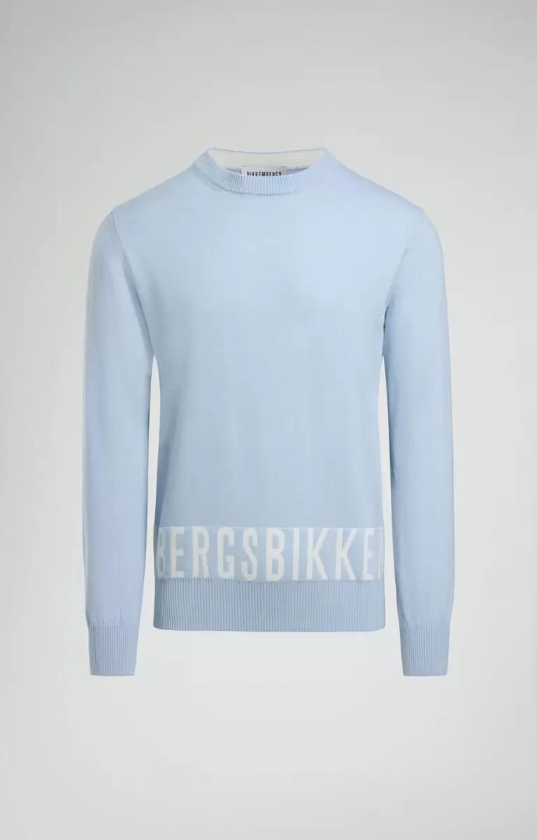 Prendas De Punto Celestial Blue Hombre Men's Sweater With Jacquard Logo Bikkembergs - 1