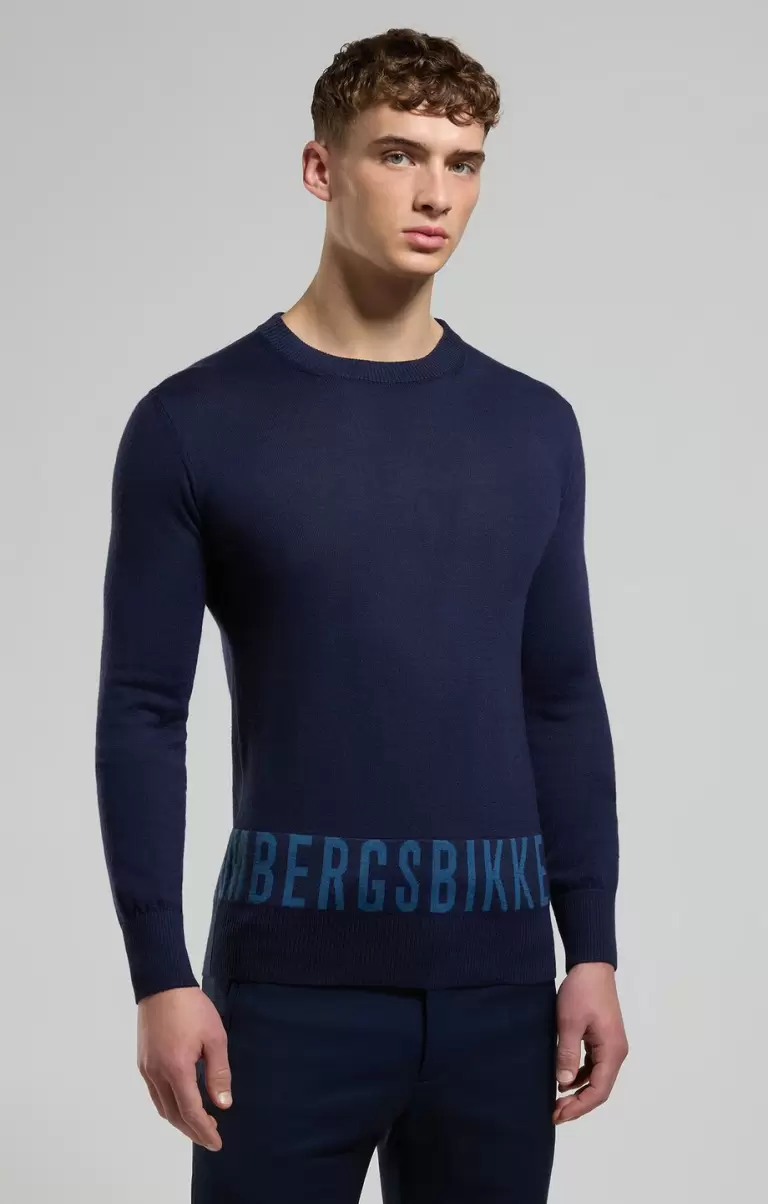 Bikkembergs Dress Blues Prendas De Punto Men's Sweater With Jacquard Logo Hombre - 4
