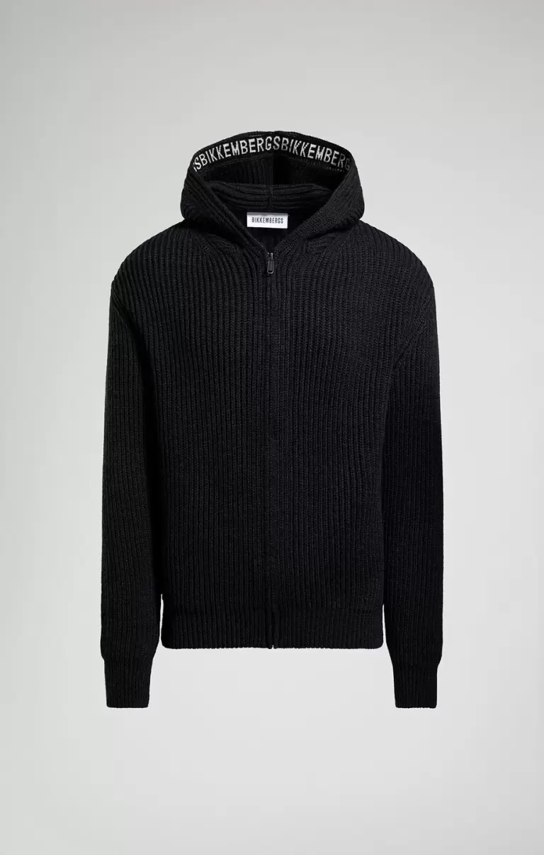 Bikkembergs Hombre Men's Hoodie Sweater With Zip Dark Shadow Prendas De Punto - 1