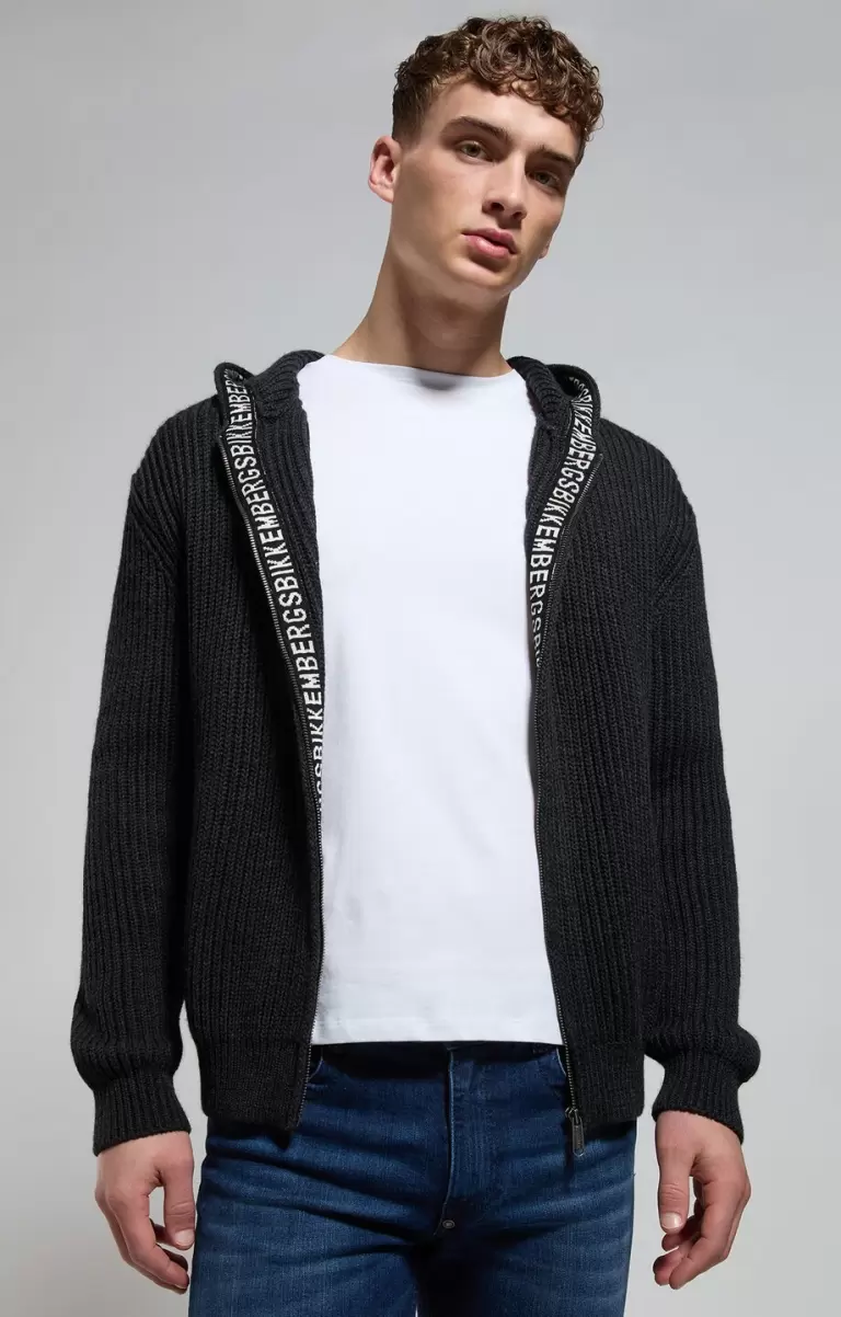 Bikkembergs Hombre Men's Hoodie Sweater With Zip Dark Shadow Prendas De Punto