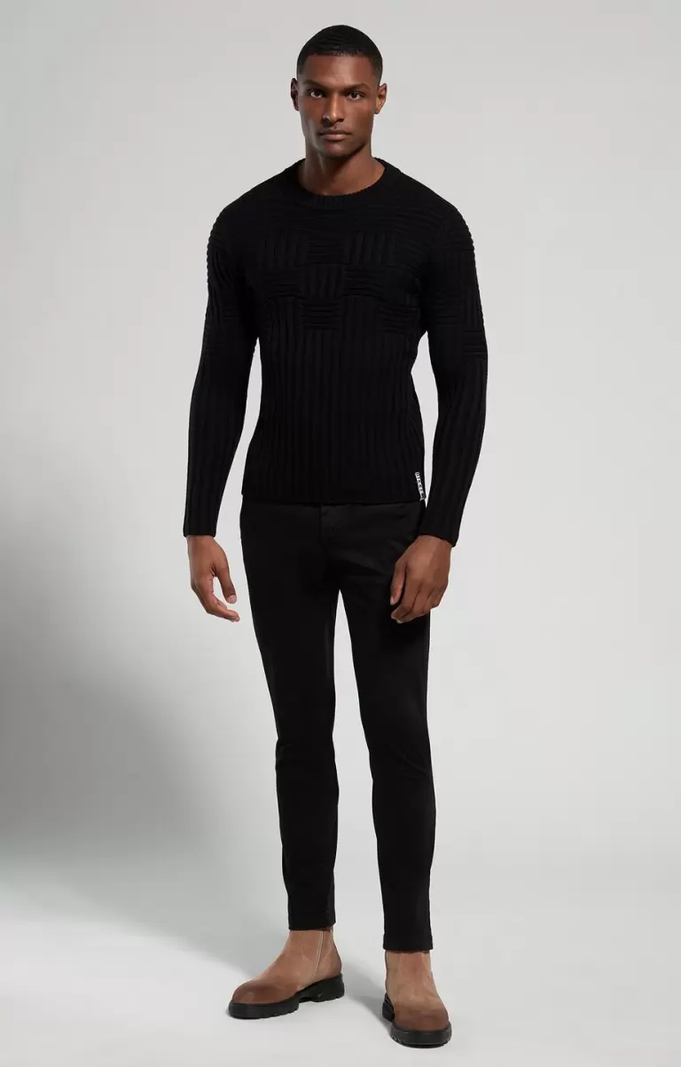 Bikkembergs Prendas De Punto Hombre Men's All-Over Knit Sweater Black - 3