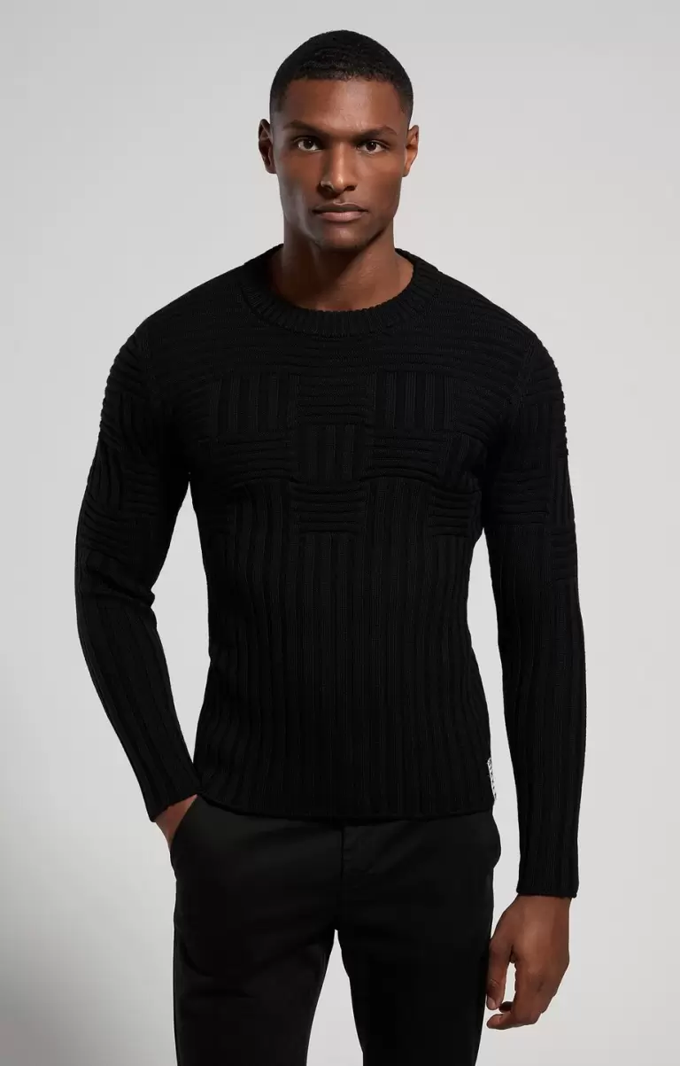Bikkembergs Prendas De Punto Hombre Men's All-Over Knit Sweater Black - 4