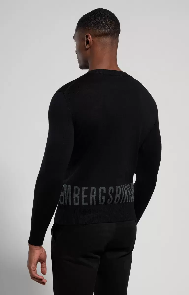 Hombre Prendas De Punto Bikkembergs Black Men's Sweater With Jacquard Logo - 2