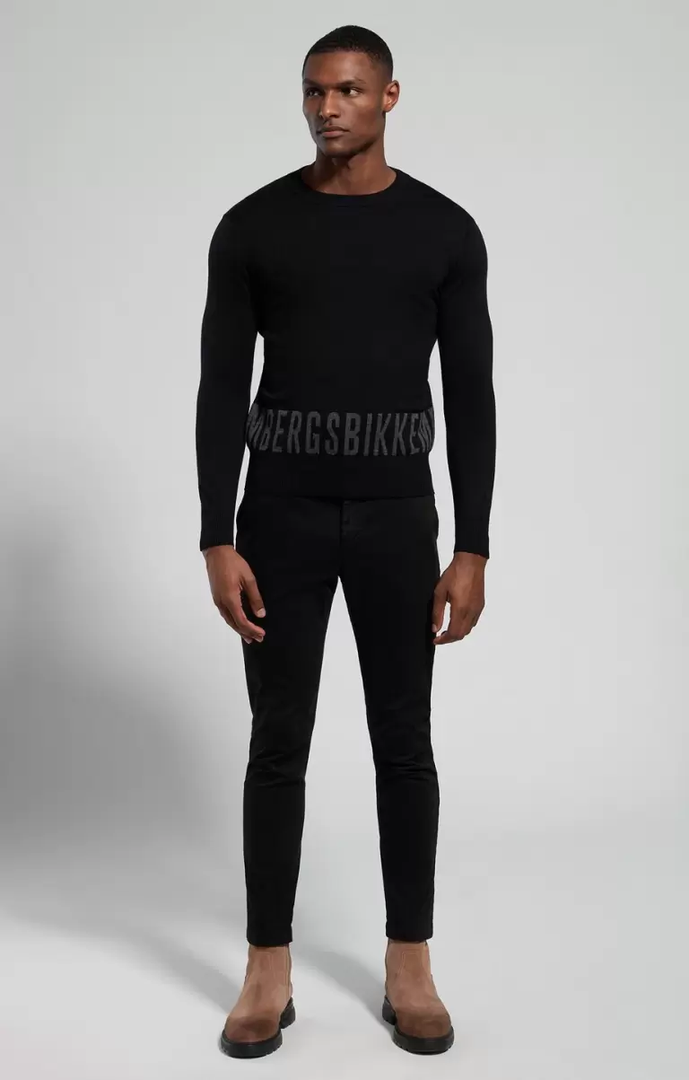 Hombre Prendas De Punto Bikkembergs Black Men's Sweater With Jacquard Logo - 3