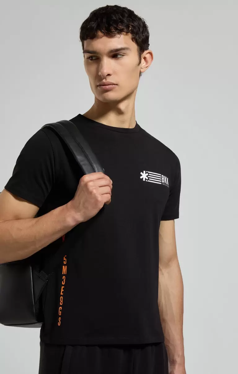 Bikkembergs Camisetas Men's T-Shirt With Seaport Print Hombre Black