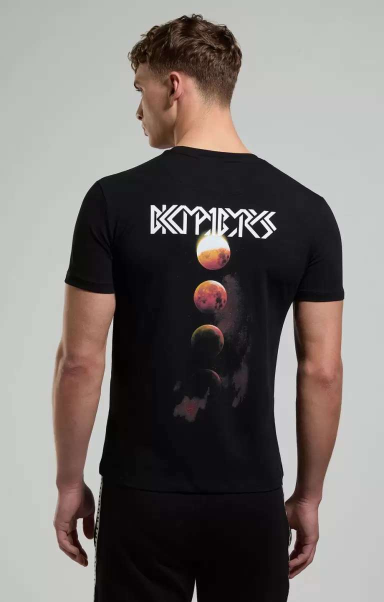 Black Hombre Camisetas Bikkembergs Men's T-Shirt With Eclipse Print - 2