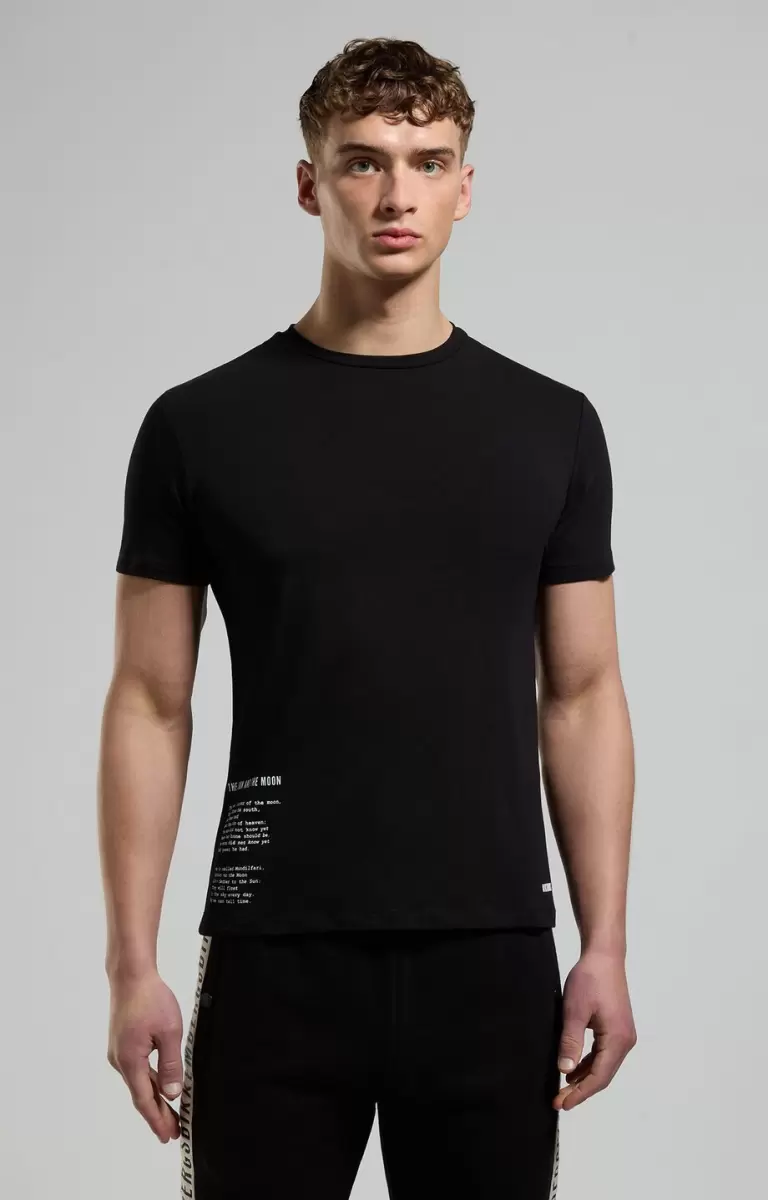 Black Hombre Camisetas Bikkembergs Men's T-Shirt With Eclipse Print - 4