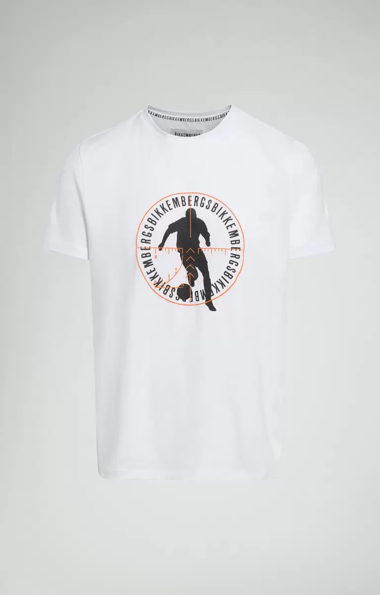 Hombre Camisetas Soccer Print Men's T-Shirt White Bikkembergs - 1