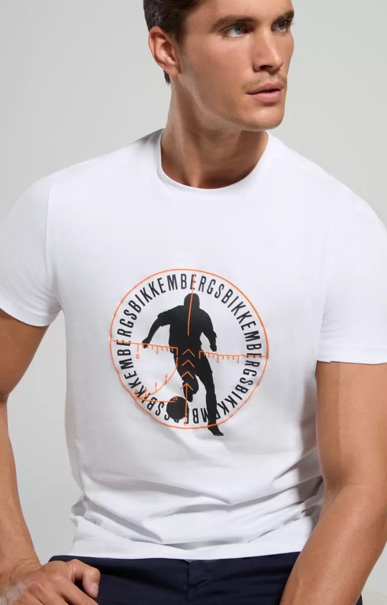 Hombre Camisetas Soccer Print Men's T-Shirt White Bikkembergs