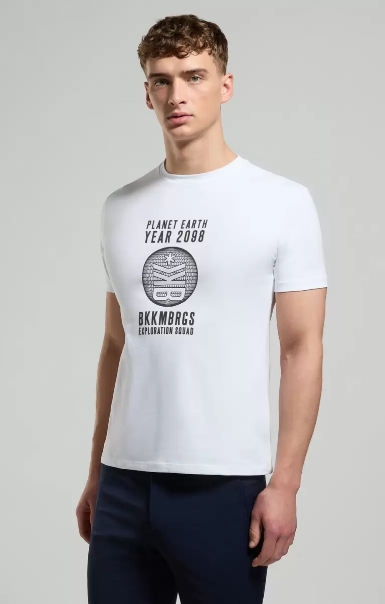 Hombre Bikkembergs Camisetas Men's Print T-Shirt White - 4
