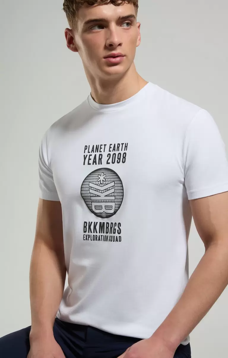 Hombre Bikkembergs Camisetas Men's Print T-Shirt White