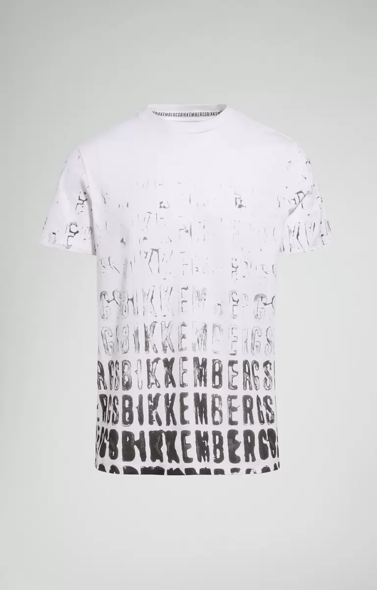 Camisetas Bikkembergs Men's T-Shirt With Faded Print Hombre White - 1
