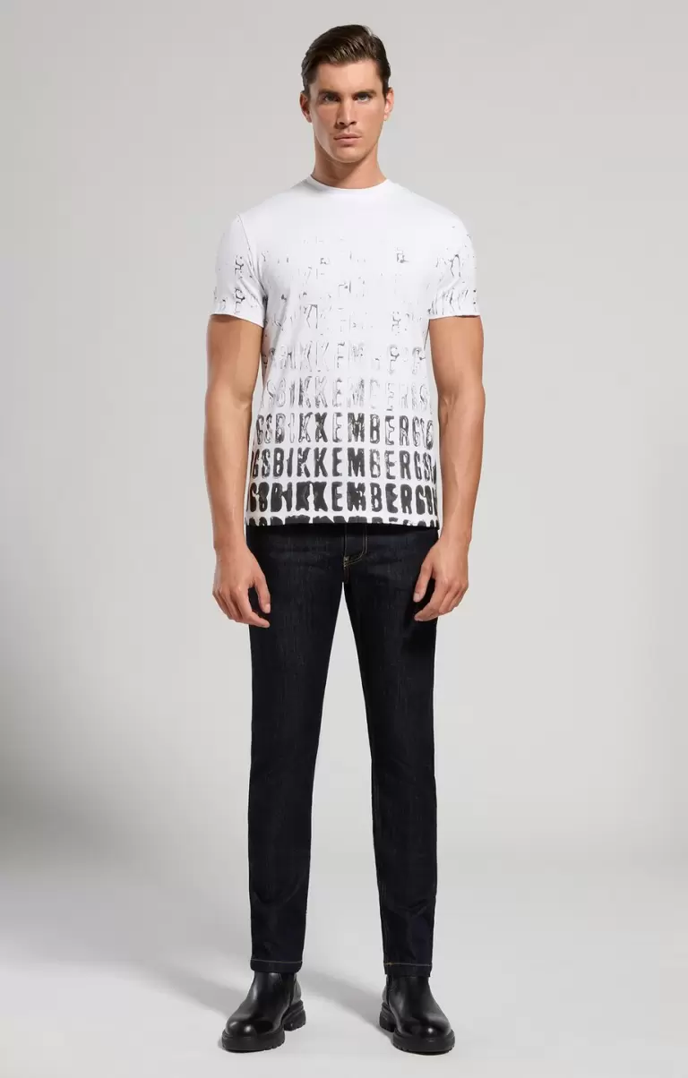 Camisetas Bikkembergs Men's T-Shirt With Faded Print Hombre White - 3