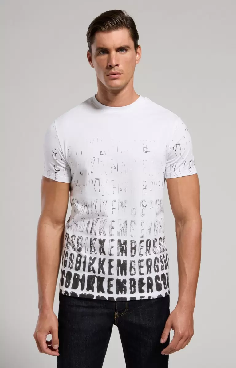Camisetas Bikkembergs Men's T-Shirt With Faded Print Hombre White - 4