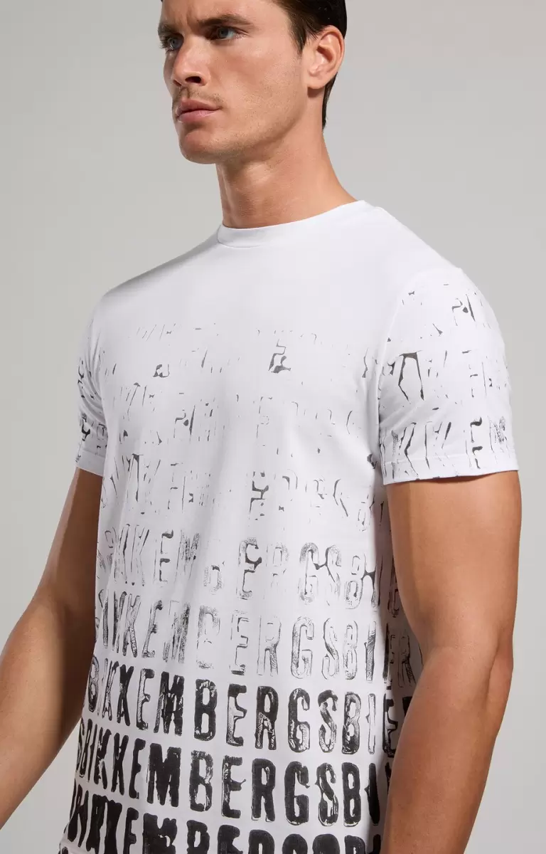 Camisetas Bikkembergs Men's T-Shirt With Faded Print Hombre White