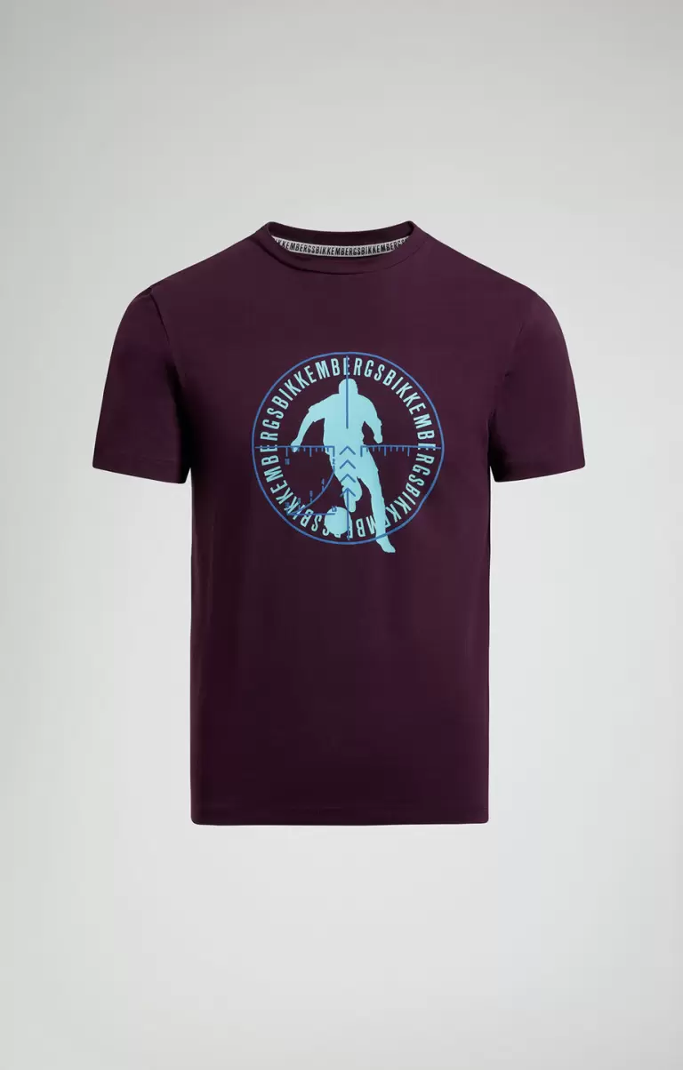 Potent Purple Bikkembergs Soccer Print Men's T-Shirt Camisetas Hombre - 1