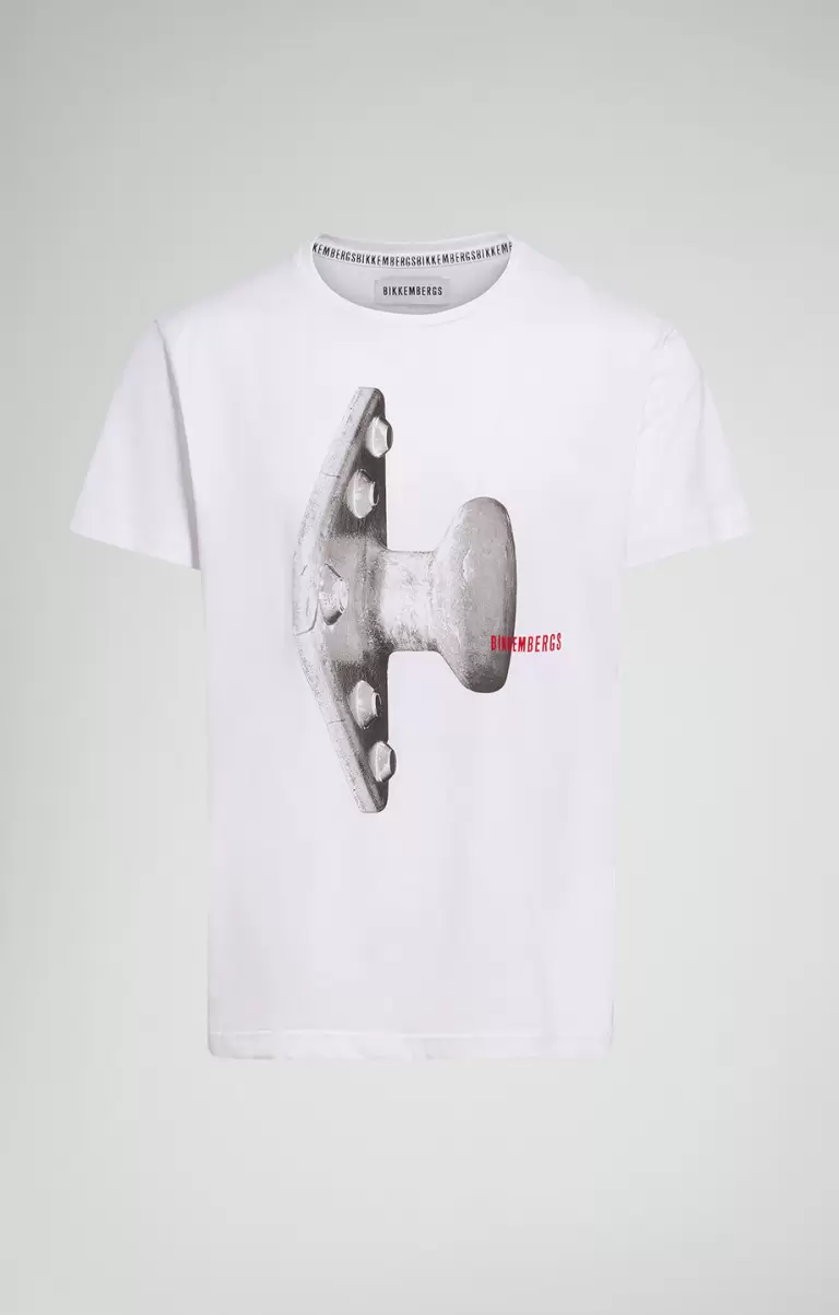 Hombre White Bikkembergs Men's T-Shirt With Seaport Print Camisetas - 1