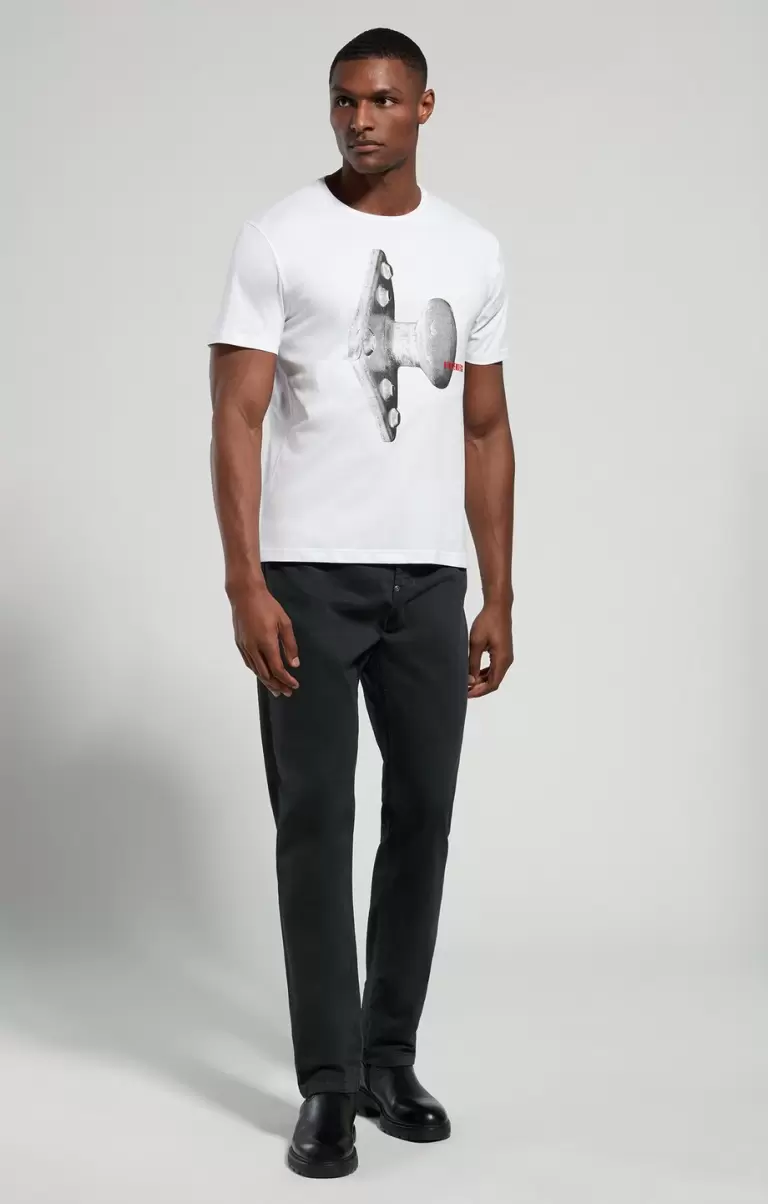 Hombre White Bikkembergs Men's T-Shirt With Seaport Print Camisetas - 3