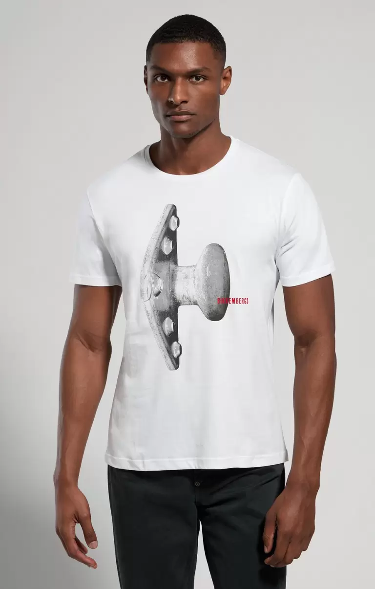 Hombre White Bikkembergs Men's T-Shirt With Seaport Print Camisetas - 4