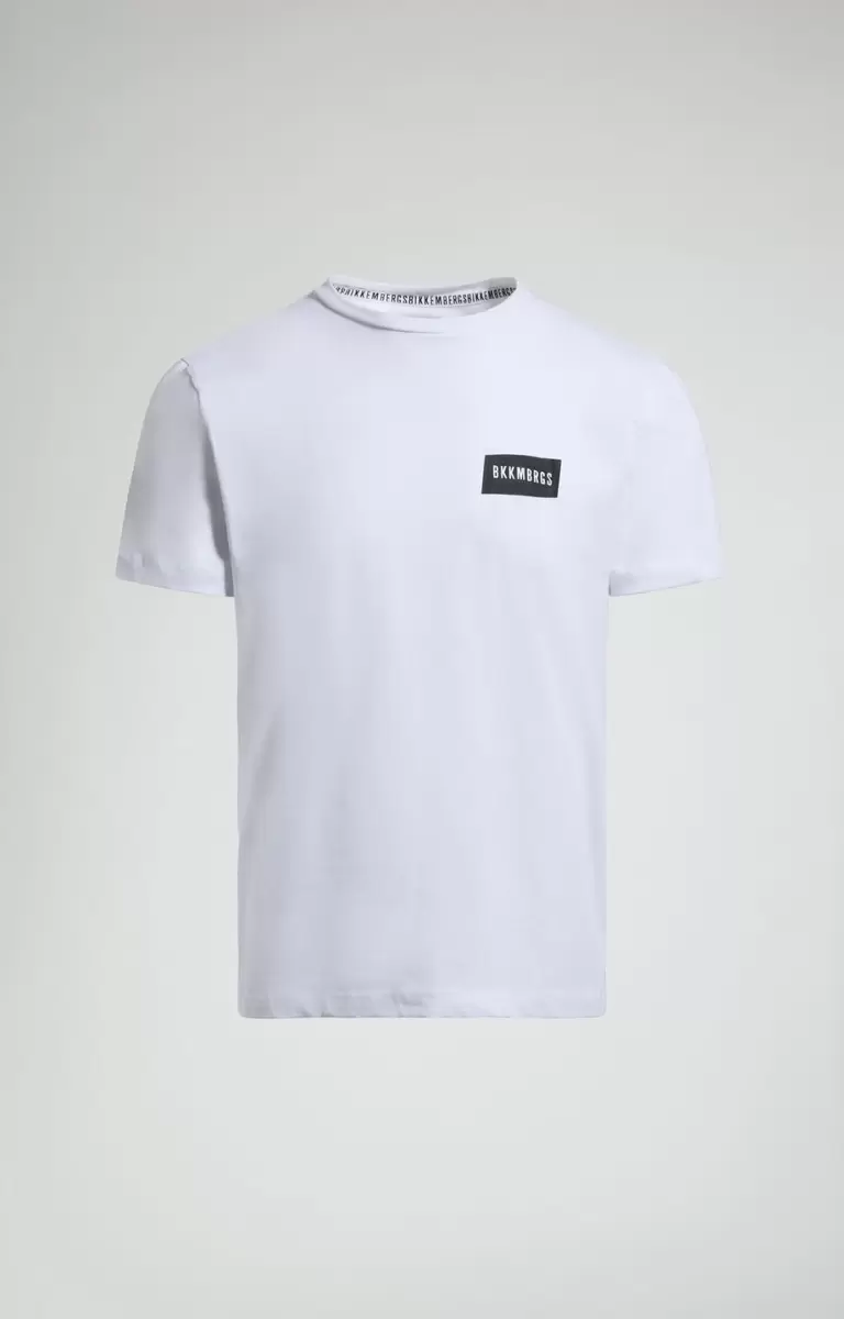 White Bikkembergs Men's T-Shirt With Textured Detail Camisetas Hombre - 1