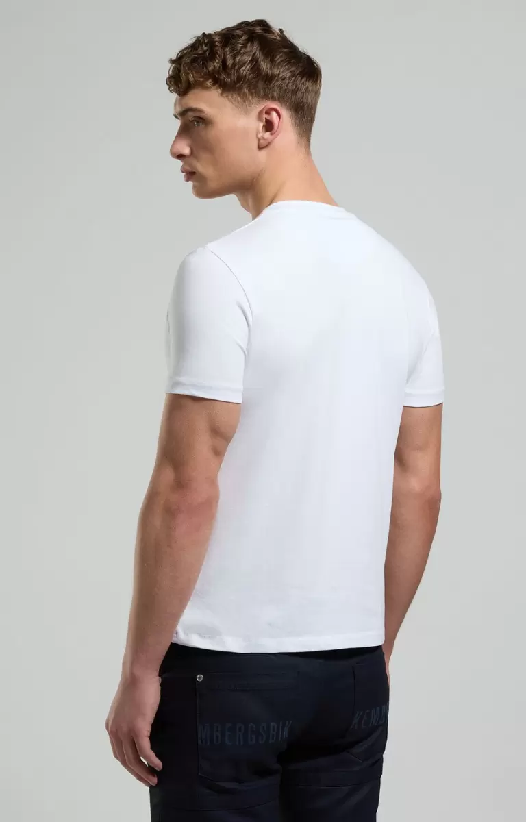 White Bikkembergs Men's T-Shirt With Textured Detail Camisetas Hombre - 2