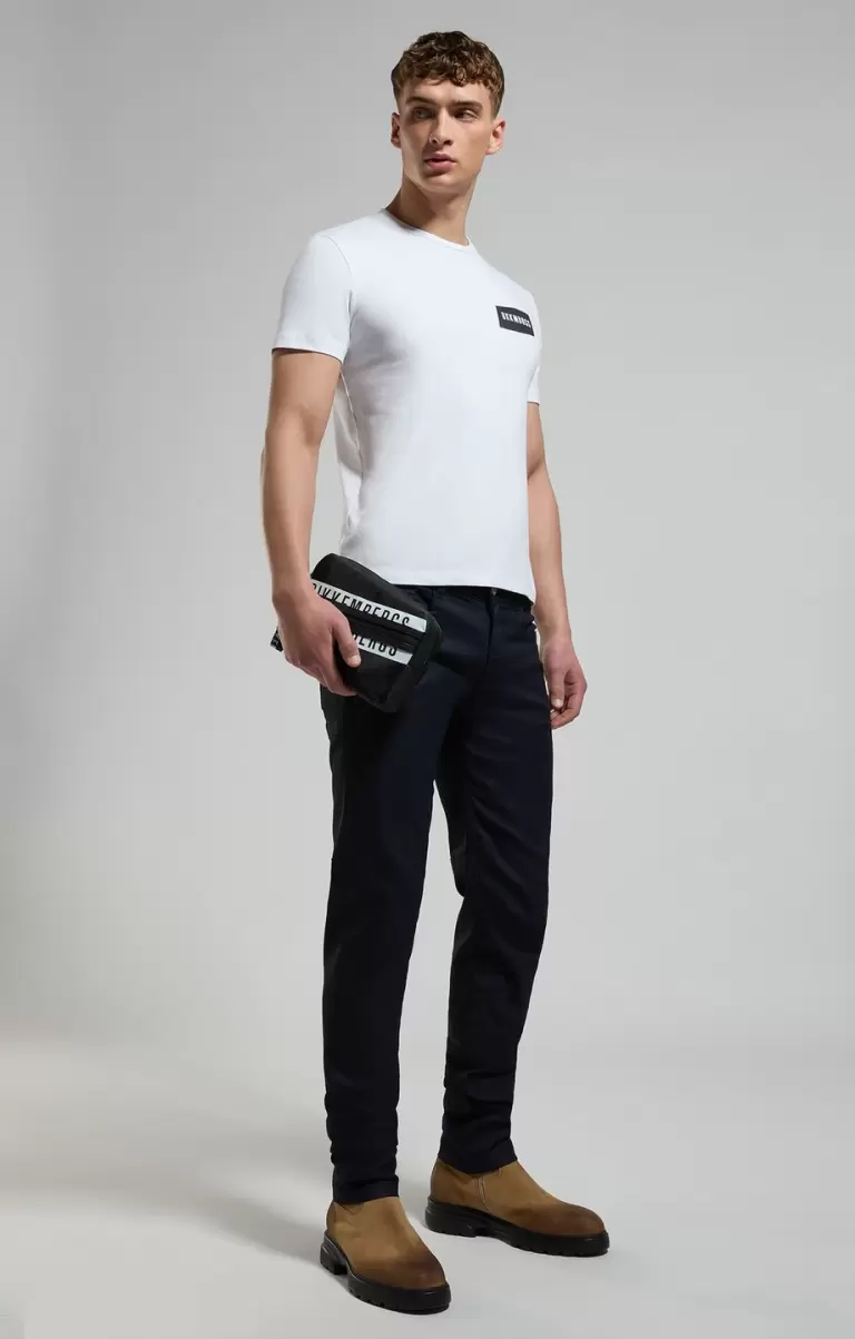 White Bikkembergs Men's T-Shirt With Textured Detail Camisetas Hombre - 3