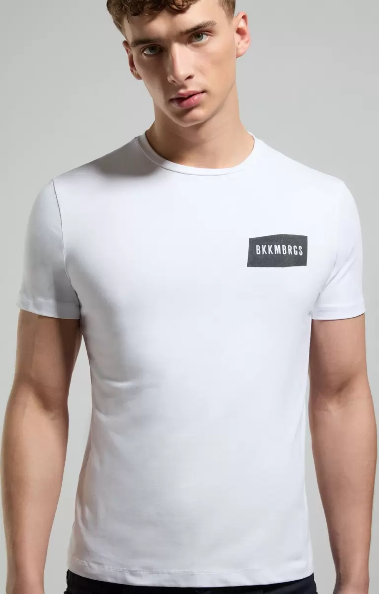 White Bikkembergs Men's T-Shirt With Textured Detail Camisetas Hombre