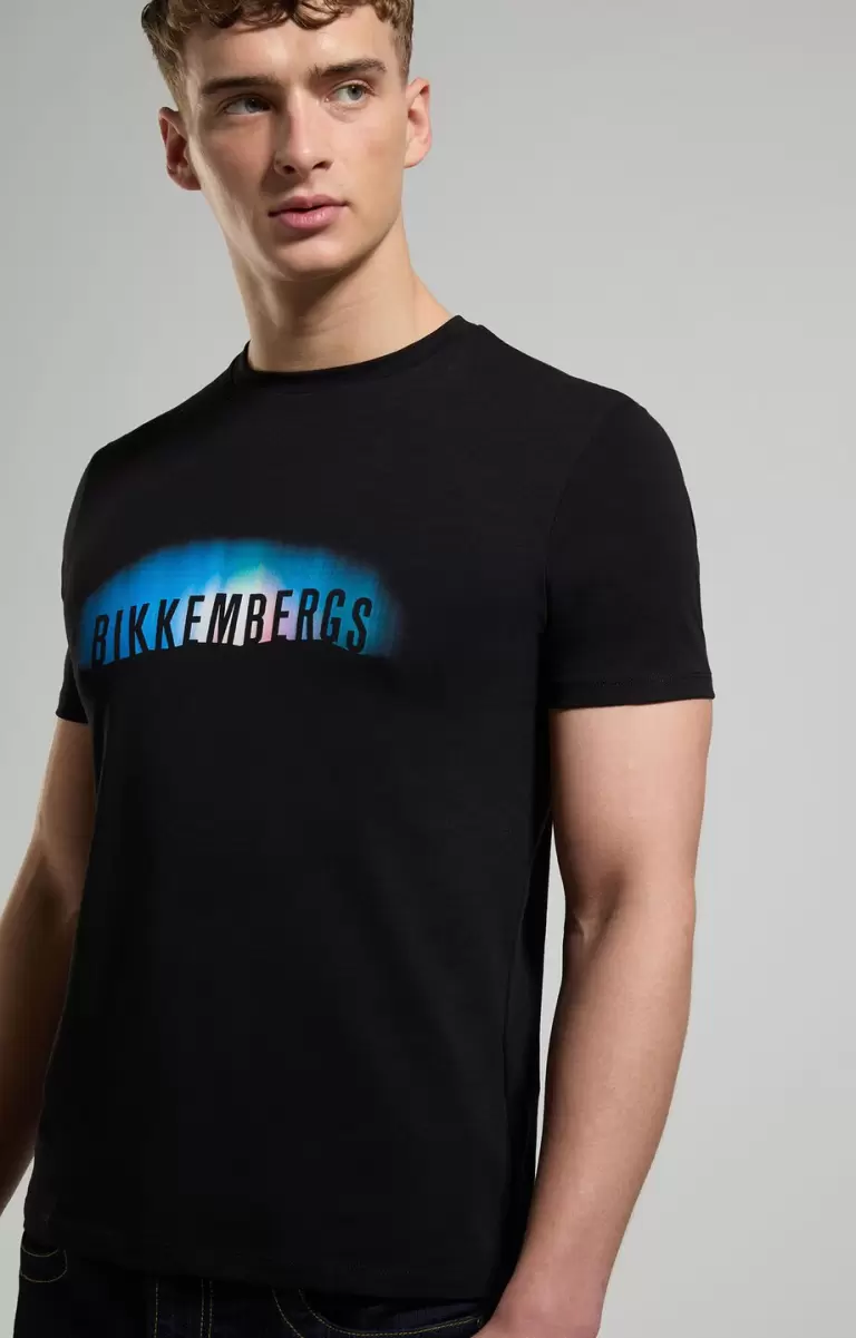 Men's T-Shirt With Neon Print Camisetas Bikkembergs Hombre Black