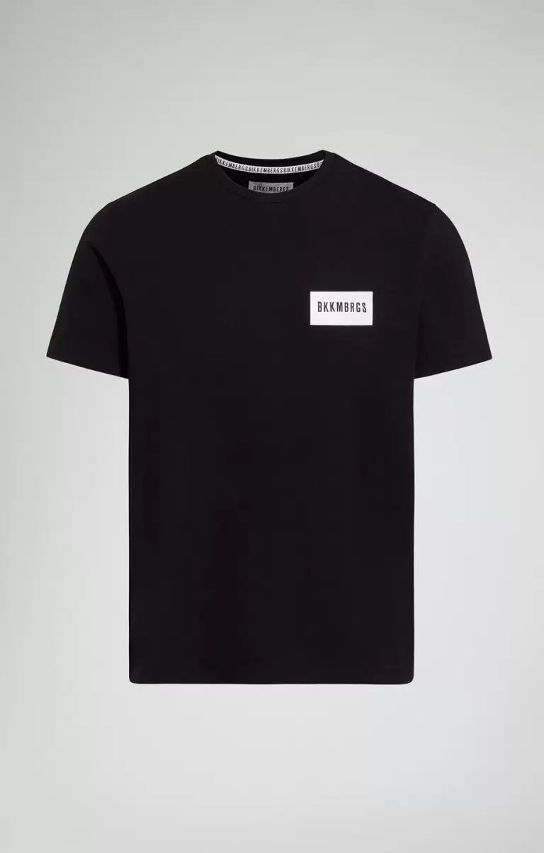 Black Men's T-Shirt With Textured Detail Bikkembergs Camisetas Hombre - 1