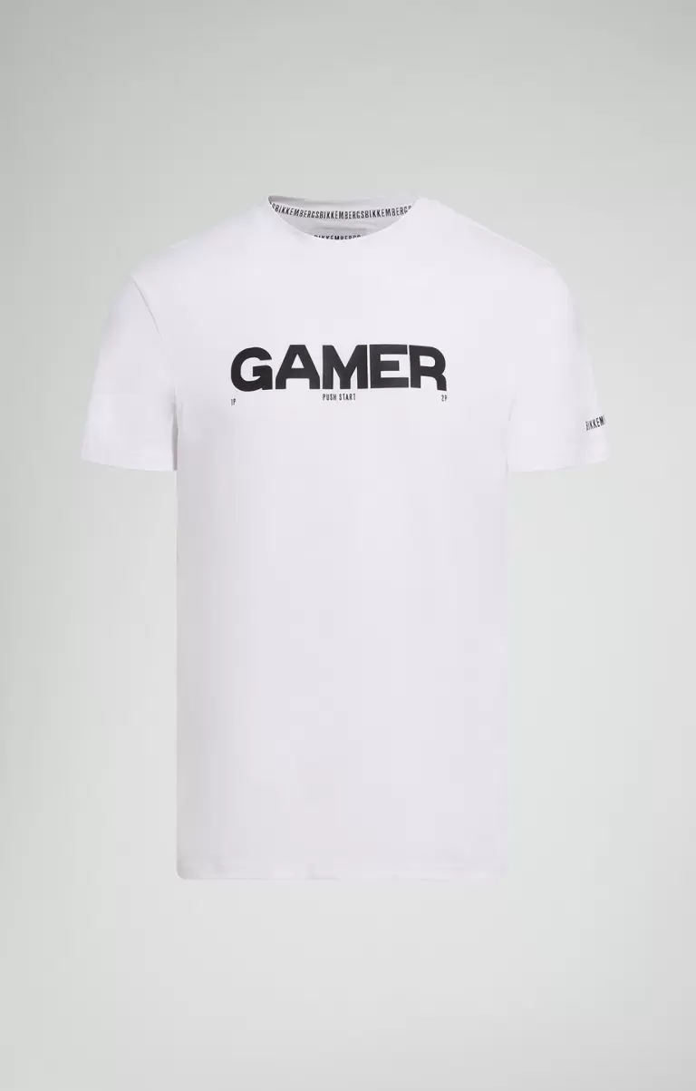 Men's T-Shirt With Gamer Print White Camisetas Bikkembergs Hombre - 1