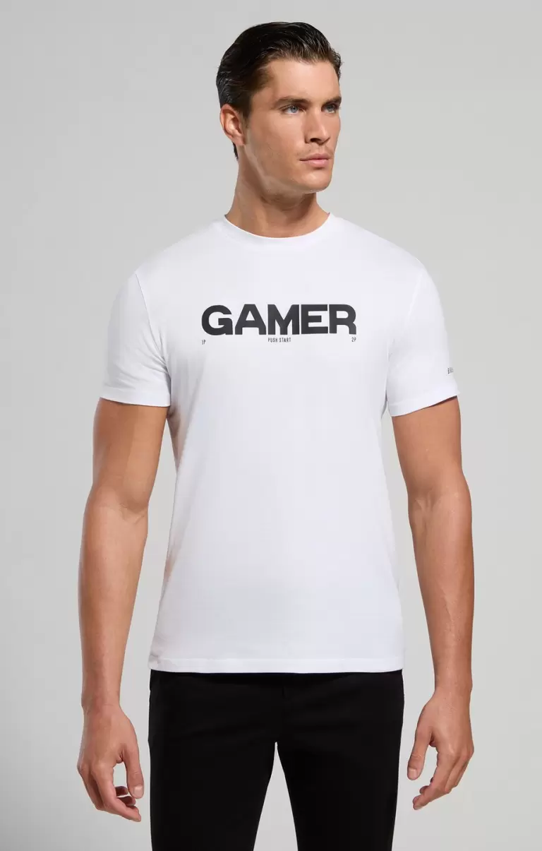 Men's T-Shirt With Gamer Print White Camisetas Bikkembergs Hombre - 4