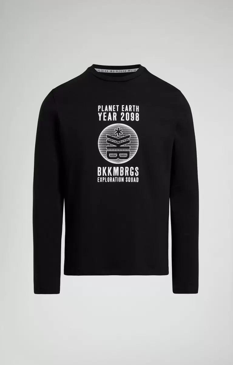 Black Hombre Camisetas Men's Long Sleeve T-Shirt Bikkembergs - 1