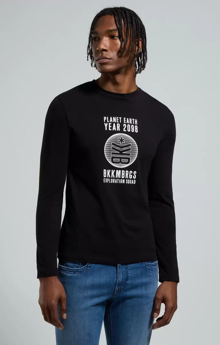 Black Hombre Camisetas Men's Long Sleeve T-Shirt Bikkembergs - 4