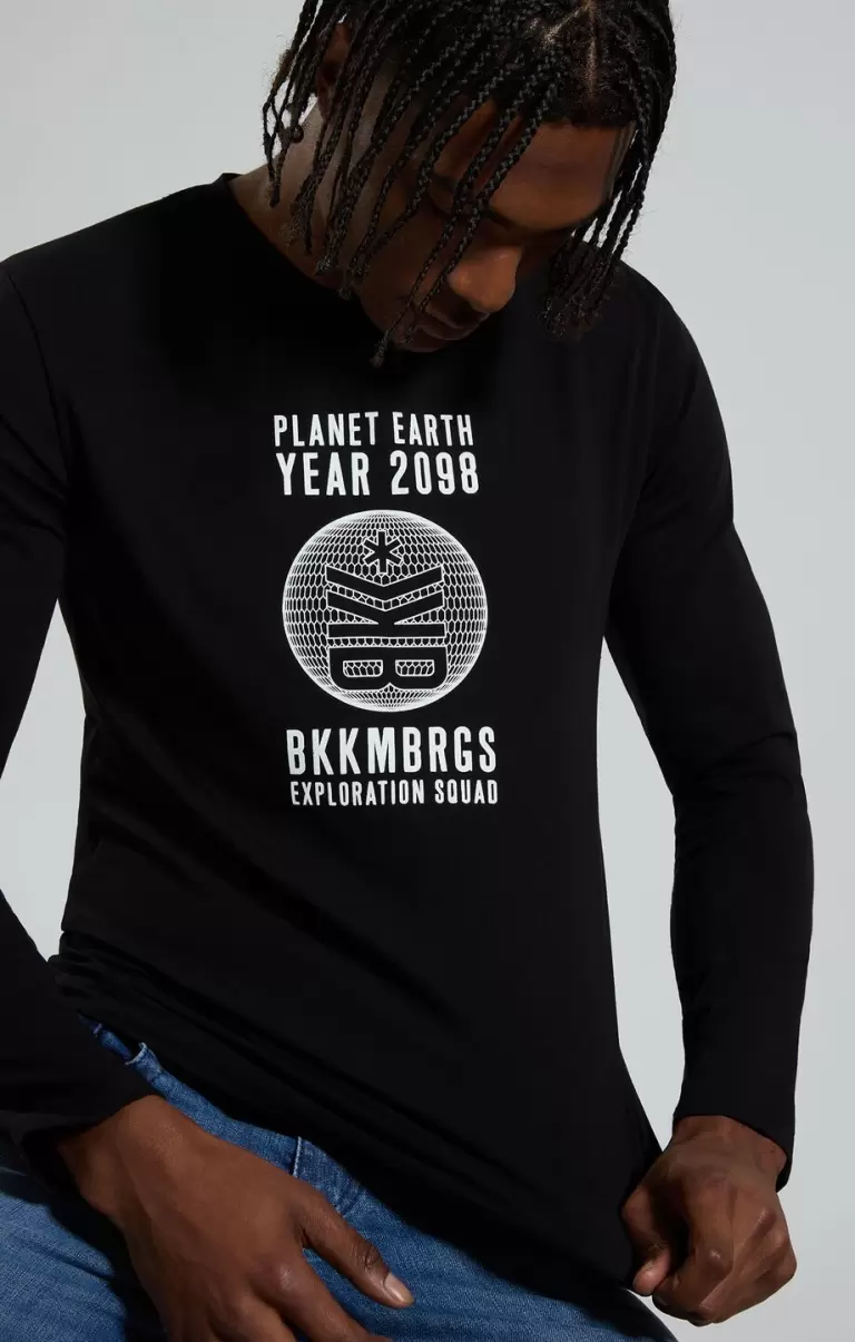 Black Hombre Camisetas Men's Long Sleeve T-Shirt Bikkembergs