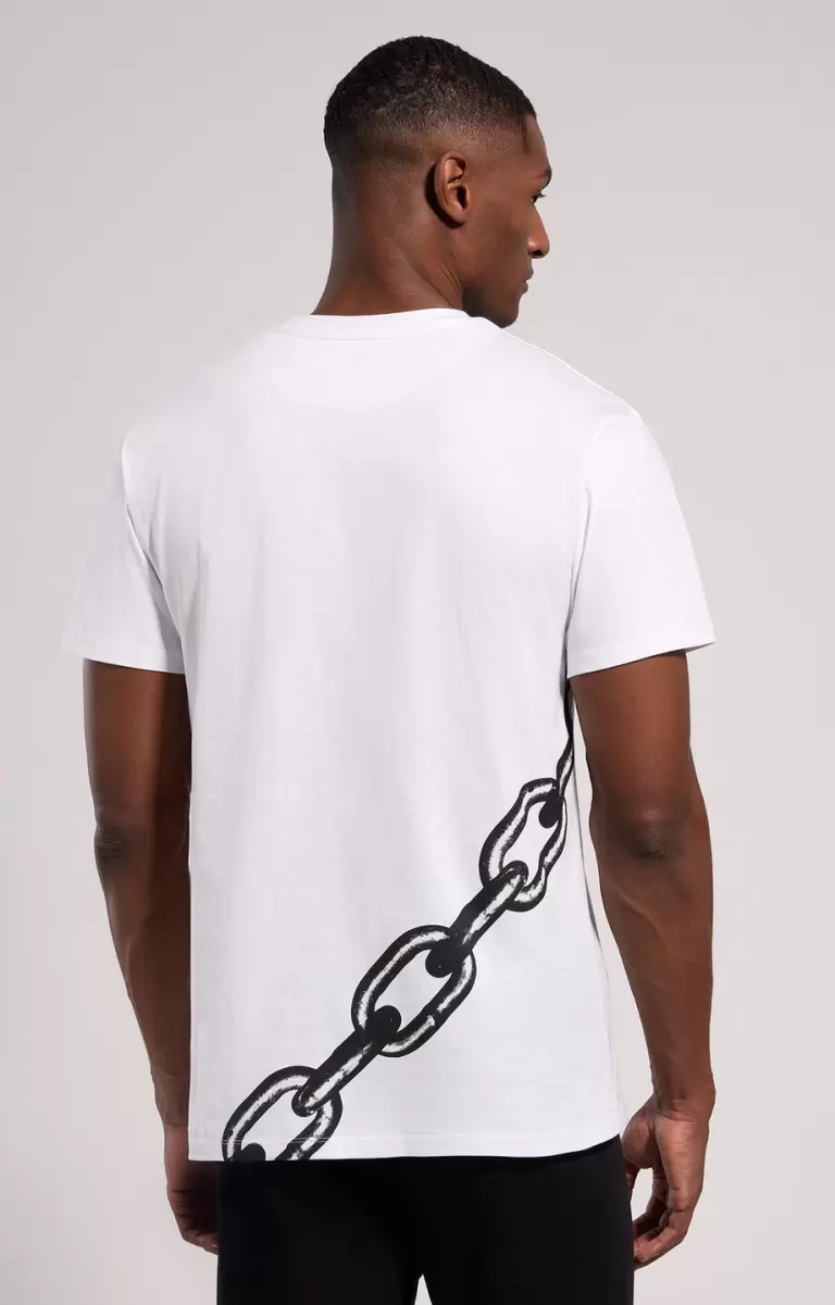 White Camisetas Men's T-Shirt With Chain Print Hombre Bikkembergs - 2