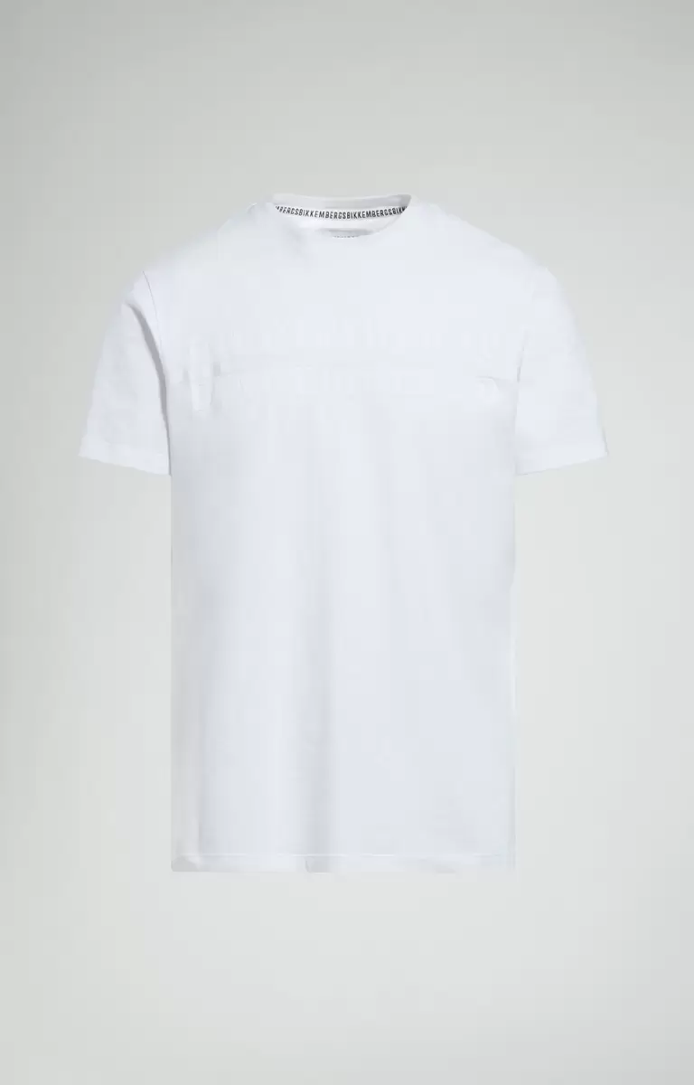 White Camisetas Bikkembergs Men's T-Shirt With Applique Hombre - 1