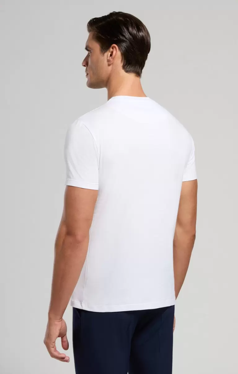 White Camisetas Bikkembergs Men's T-Shirt With Applique Hombre - 2