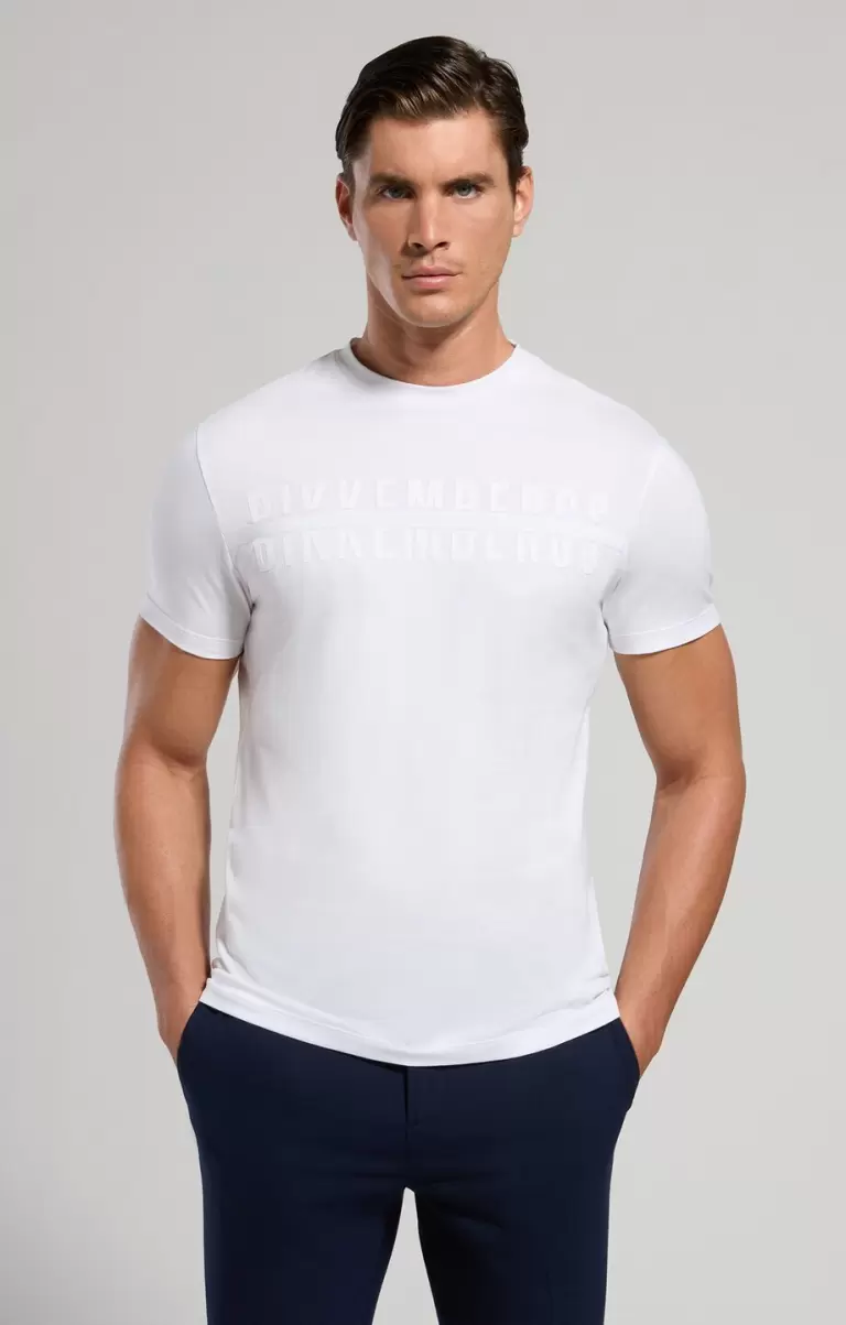 White Camisetas Bikkembergs Men's T-Shirt With Applique Hombre - 4