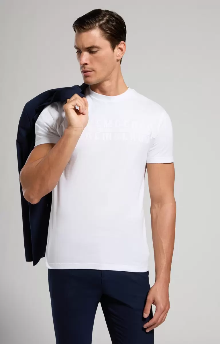 White Camisetas Bikkembergs Men's T-Shirt With Applique Hombre