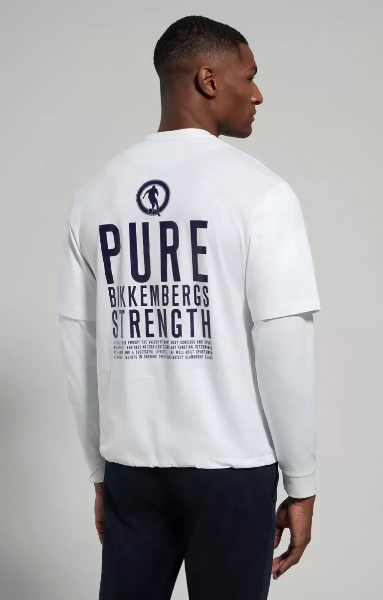 White Hombre Layered Effect Men's T-Shirt Bikkembergs Camisetas - 2